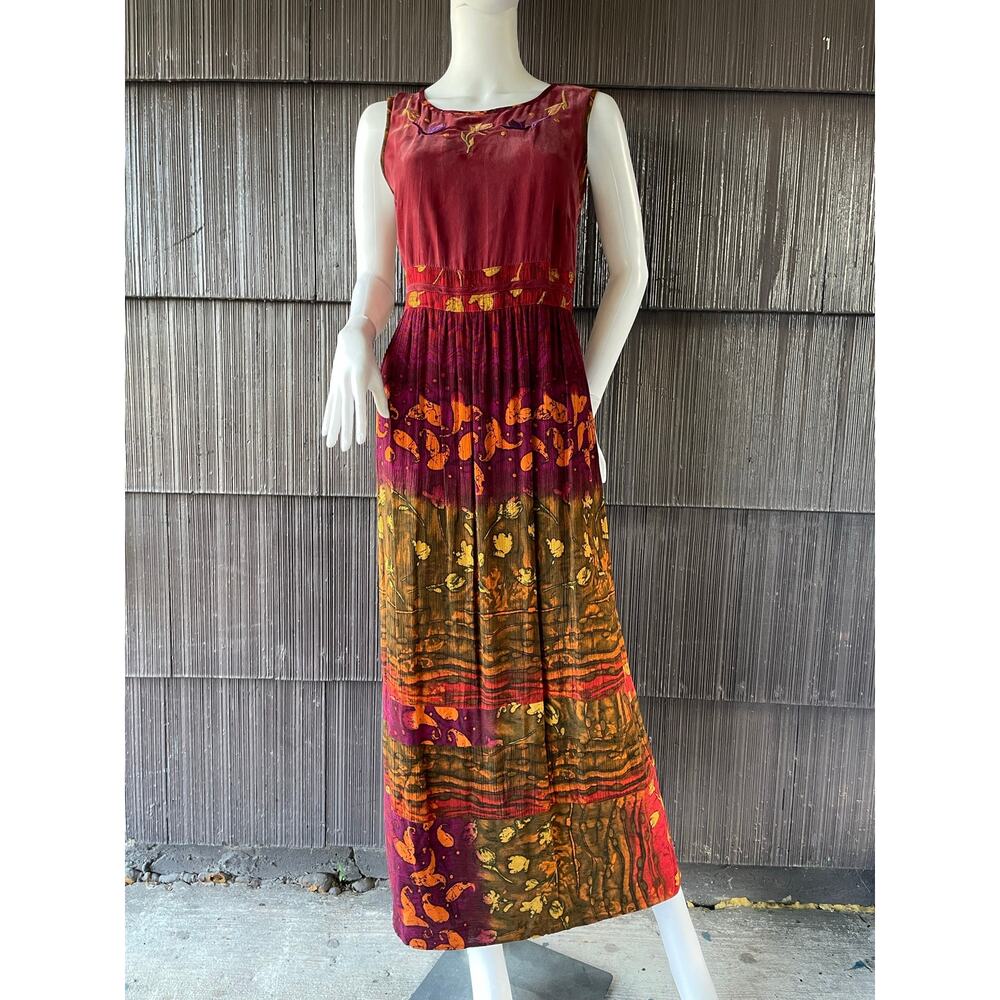 ๐ฅVintage 90s Carole Little Indie Boho Grunge Cottage Hippie Maxi Dress Size 8